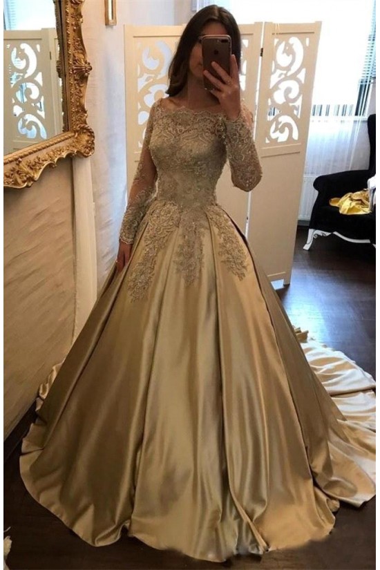 Elegant Long Sleeves Lace Prom Dresses Ball Gown Evening Gowns 601005 Elegant Long Sleeves Lace Prom Dresses Ball Gown Evening Gowns 601005