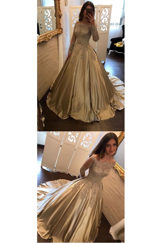 Elegant Long Sleeves Lace Prom Dresses Ball Gown Evening Gowns 601005 Elegant Long Sleeves Lace Prom Dresses Ball Gown Evening Gowns 601005