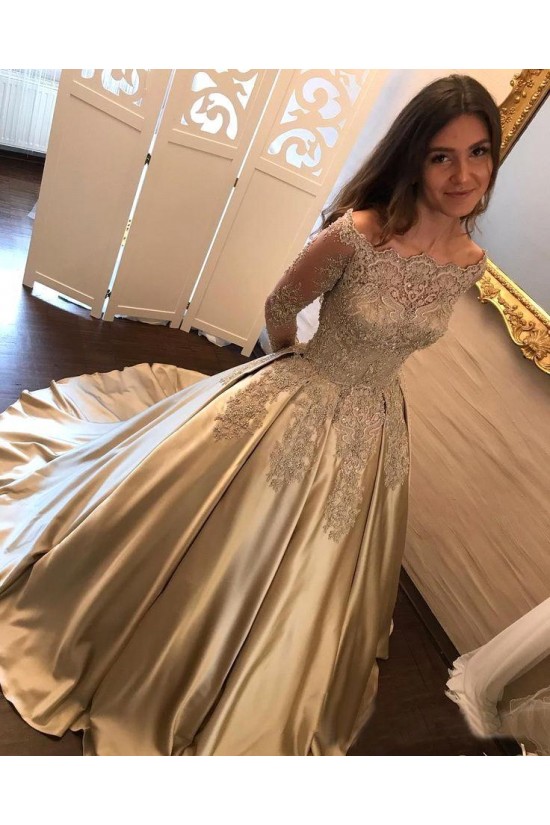 Elegant Long Sleeves Lace Prom Dresses Ball Gown Evening Gowns 601005 Elegant Long Sleeves Lace Prom Dresses Ball Gown Evening Gowns 601005