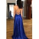 Sexy Long Royal Blue Backless Prom Dresses Evening Gowns 601008