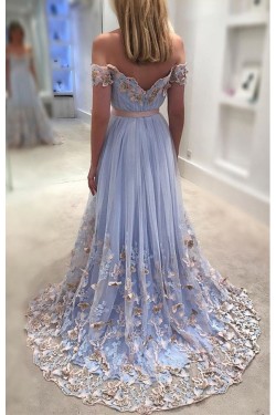 Affordable A-Line Off-the-Shoulder Long Prom Dresses Evening Gowns 601011