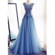 A-Line Long Blue Lace Prom Dresses Formal Evening Dresses 601015 A-Line Long Blue Lace Prom Dresses Formal Evening Dresses 601015