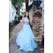 Elegant Two Pieces Light Blue Lace Tulle Long Prom Dresses Formal Evening Dresses 601024