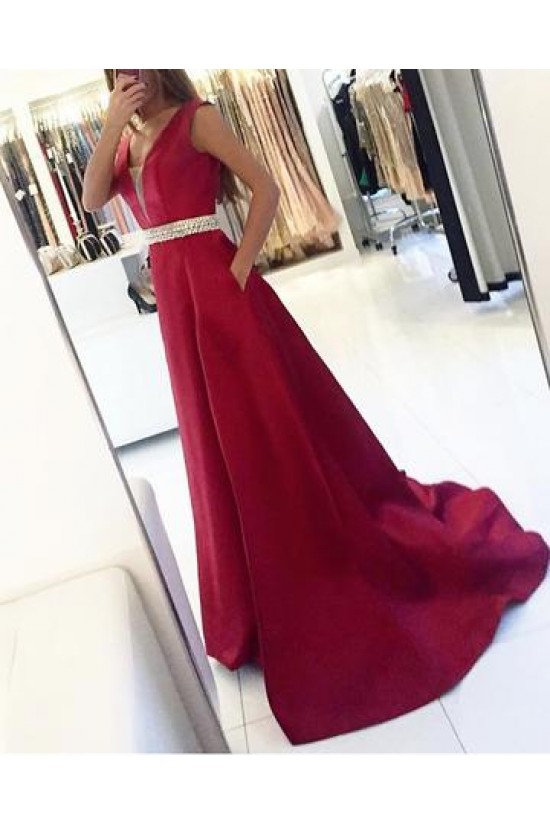 A-Line Beaded V-Neck Long Prom Dresses Formal Evening Dresses 601035 A-Line Beaded V-Neck Long Prom Dresses Formal Evening Dresses 601035