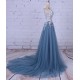 Long Lace and Tulle Prom Dresses Formal Evening Dresses with Flowers 601039 Long Lace and Tulle Prom Dresses Formal Evening Dresses with Flowers 601039