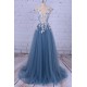 Long Lace and Tulle Prom Dresses Formal Evening Dresses with Flowers 601039 Long Lace and Tulle Prom Dresses Formal Evening Dresses with Flowers 601039