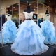 Blue and White Two Pieces Lace Tulle Long Prom Dresses Formal Evening Dresses 601040