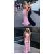 Long Pink Mermaid Lace Prom Dresses Formal Evening Dresses 601046