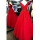 Long Pink V-Neck Lace Beaded Prom Dresses Formal Evening Dresses 601058
