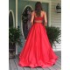 A-Line Long Red Beaded Prom Dresses Formal Evening Dresses 601060 A-Line Long Red Beaded Prom Dresses Formal Evening Dresses 601060