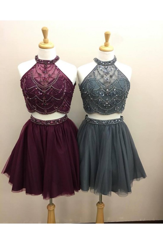 Two Pieces Beaded Short Prom Dresses Formal Evening Dresses 601071 Two Pieces Beaded Short Prom Dresses Formal Evening Dresses 601071