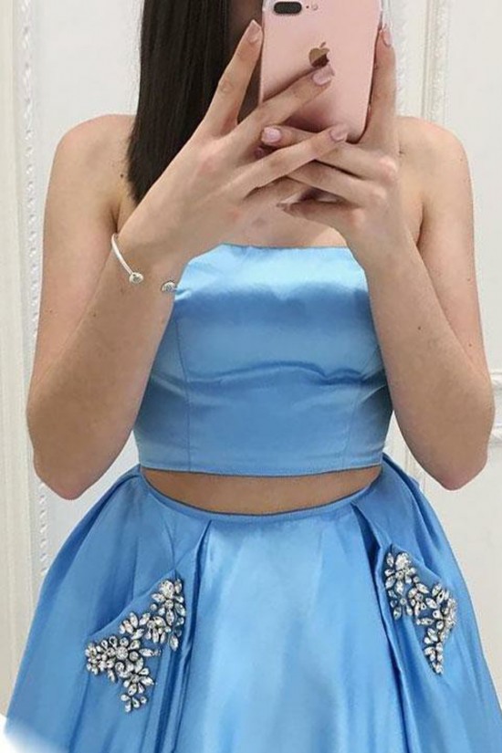 Long Blue Two Pieces Beaded Prom Dresses Formal Evening Dresses 601080 Long Blue Two Pieces Beaded Prom Dresses Formal Evening Dresses 601080