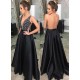 A-Line V-Neck Beaded Long Black Prom Dresses Formal Evening Dresses 601086 A-Line V-Neck Beaded Long Black Prom Dresses Formal Evening Dresses 601086