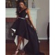 High Low Black White V-Neck Prom Dresses Formal Evening Dresses 601097