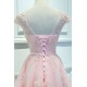 A-Line Short Pink Lace Appliques Prom Dresses Formal Evening Dresses 601099 A-Line Short Pink Lace Appliques Prom Dresses Formal Evening Dresses 601099