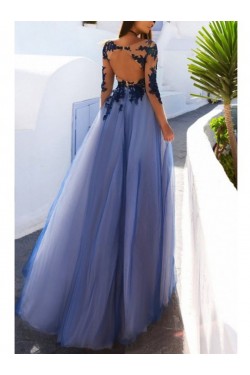 Lace Long Sleeves See Through Prom Dresses Formal Evening Dresses 601117