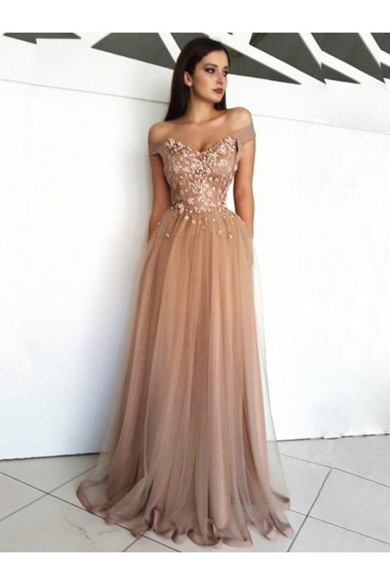 Elegant Off-the-Shoulder Beaded Lace Tulle Long Prom Dresses Formal Evening Dresses 601126 Elegant Off-the-Shoulder Beaded Lace Tulle Long Prom Dresses Formal Evening Dresses 601126