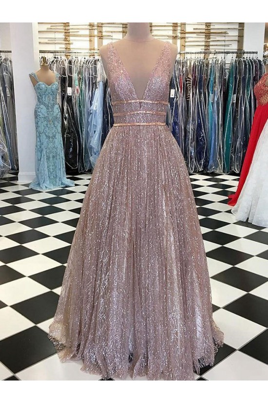 Sparkle V-Neck Long Prom Dresses Formal Evening Dresses 601130 Sparkle V-Neck Long Prom Dresses Formal Evening Dresses 601130