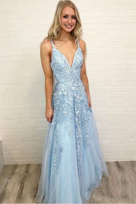 A-Line Lace Appliques V-Neck Long Prom Dresses Formal Evening Dresses 601132 A-Line Lace Appliques V-Neck Long Prom Dresses Formal Evening Dresses 601132