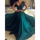 A-Line Long Prom Dresses with Lace Appliques and Beads Formal Evening Dresses 601150
