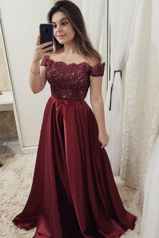 A-Line Off-the-Shoulder Beaded Lace Long Prom Dresses Formal Evening Dresses 601156 A-Line Off-the-Shoulder Beaded Lace Long Prom Dresses Formal Evening Dresses 601156