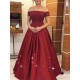 A-Line Off-the-Shoulder Beaded Lace Long Prom Dresses Formal Evening Dresses 601157