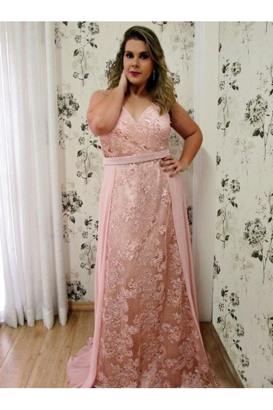 Long Beaded V-Neck Lace Chiffon Plus Size Prom Dresses Formal Evening Dresses 601168 Long Beaded V-Neck Lace Chiffon Plus Size Prom Dresses Formal Evening Dresses 601168