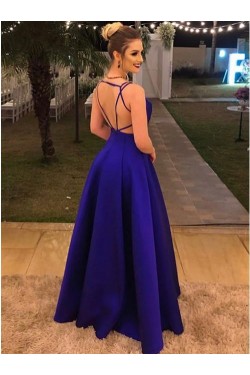 A-Line V-Neck Long Prom Dresses Formal Evening Dresses 601172