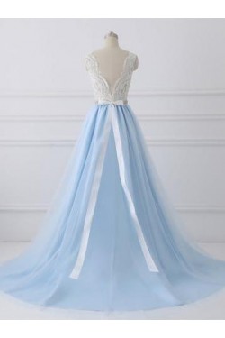 A-Line Beaded Lace Long Prom Dresses Formal Evening Dresses 601178