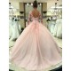 Ball Gown Long Sleeves Lace Long Prom Dresses Formal Evening Dresses 601203