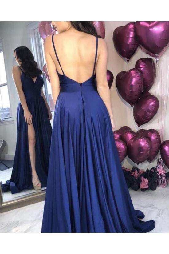 Spaghetti Straps V-Neck Long Prom Dresses Formal Evening Dresses 601209 Spaghetti Straps V-Neck Long Prom Dresses Formal Evening Dresses 601209