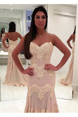 Mermaid Sweetheart Lace Long Prom Dresses Formal Evening Dresses 601226