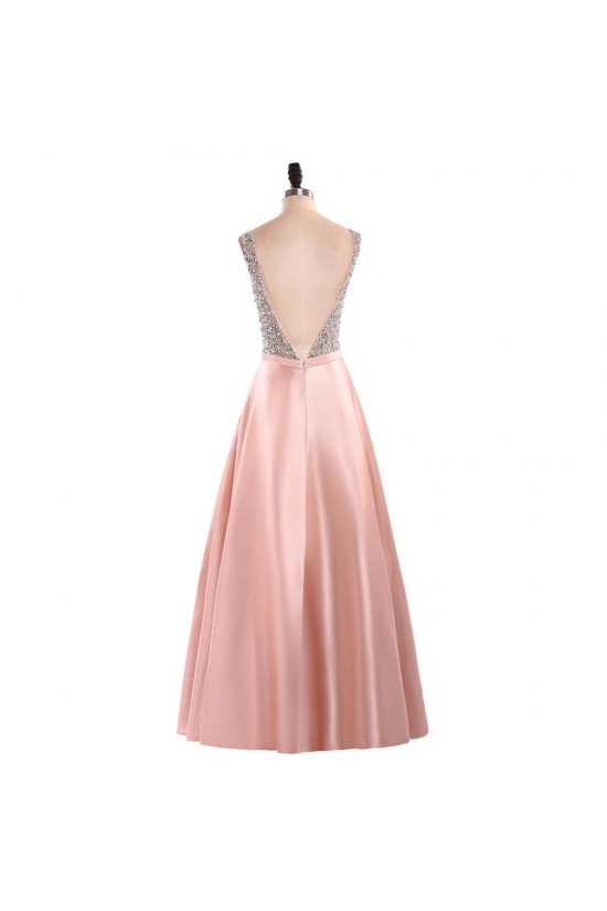 A-Line V-Neck Beaded Long Prom Dresses Formal Evening Dresses 601247 A-Line V-Neck Beaded Long Prom Dresses Formal Evening Dresses 601247