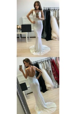 Long White Sequins Prom Dresses Formal Evening Dresses 601249