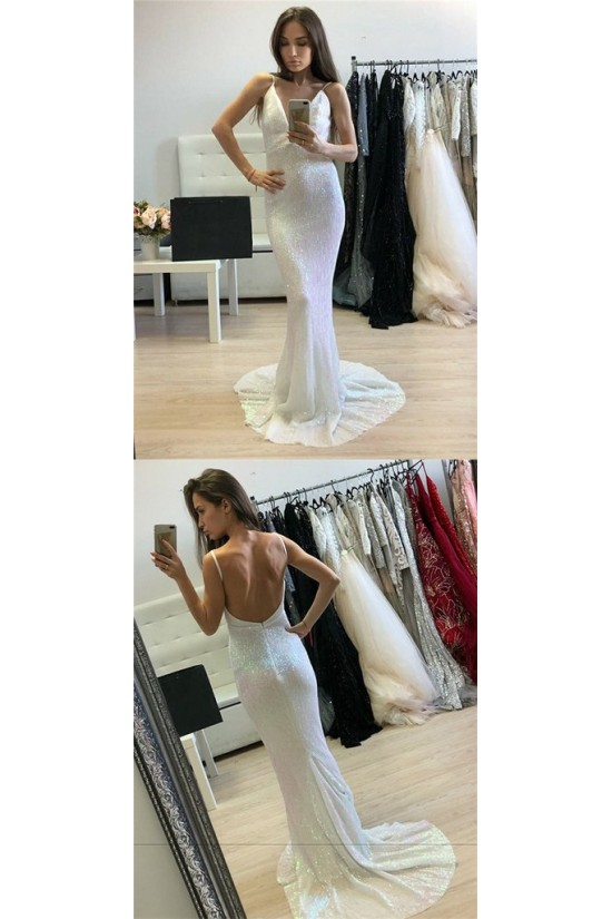 Long White Sequins Prom Dresses Formal Evening Dresses 601249 Long White Sequins Prom Dresses Formal Evening Dresses 601249
