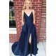 A-Line Spaghetti Straps V-Neck Long Prom Dresses Formal Evening Dresses 601253 A-Line Spaghetti Straps V-Neck Long Prom Dresses Formal Evening Dresses 601253
