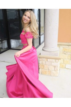 Two Pieces Off-the-Shoulder Long Prom Dresses Formal Evening Dresses 601262