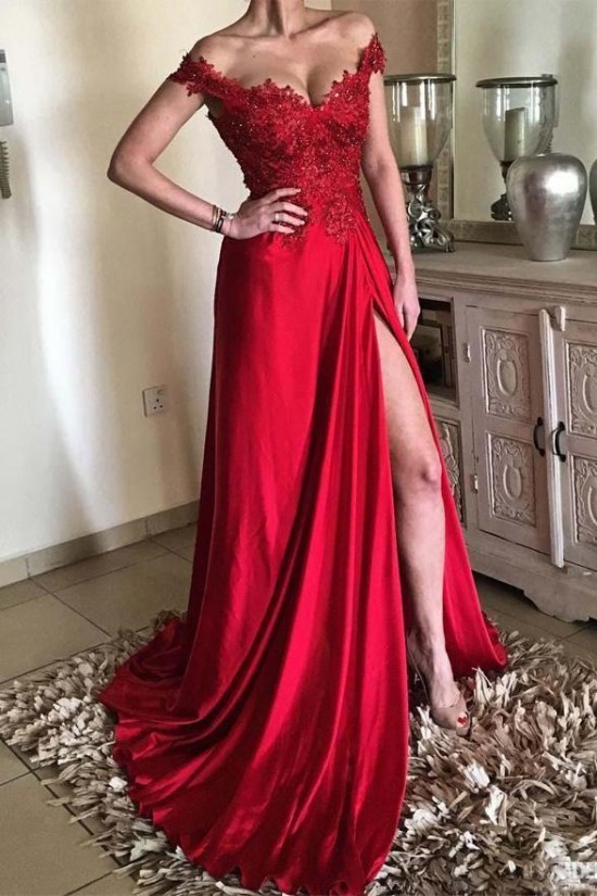 A-Line Off-the-Shoulder Beaded Lace Long Prom Dresses Formal Evening Dresses 601276 A-Line Off-the-Shoulder Beaded Lace Long Prom Dresses Formal Evening Dresses 601276