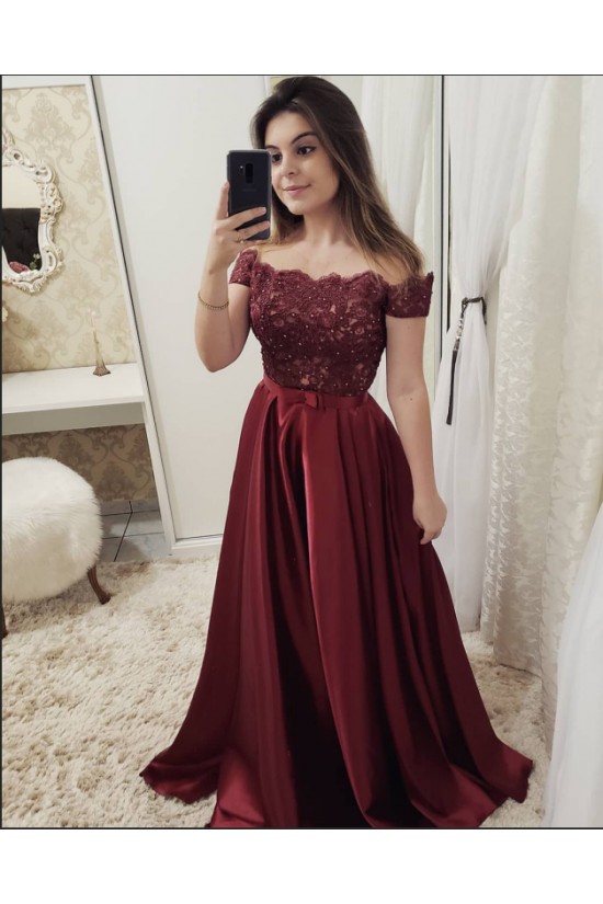 A-Line Off-the-Shoulder Beaded Lace Long Prom Dresses Formal Evening Dresses 601277 A-Line Off-the-Shoulder Beaded Lace Long Prom Dresses Formal Evening Dresses 601277