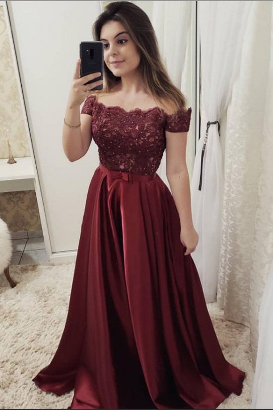 A-Line Off-the-Shoulder Beaded Lace Long Prom Dresses Formal Evening Dresses 601277 A-Line Off-the-Shoulder Beaded Lace Long Prom Dresses Formal Evening Dresses 601277