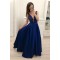 A-Line V-Neck Beaded Long Prom Dresses Formal Evening Dresses 601297
