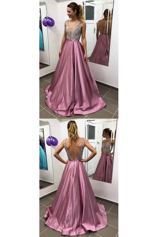 A-Line Beaded Long Prom Dresses Formal Evening Dresses 601302 A-Line Beaded Long Prom Dresses Formal Evening Dresses 601302