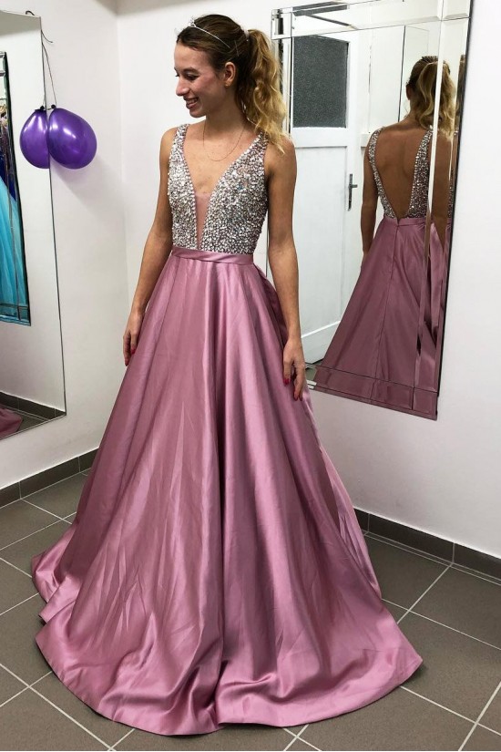 A-Line Beaded Long Prom Dresses Formal Evening Dresses 601302 A-Line Beaded Long Prom Dresses Formal Evening Dresses 601302