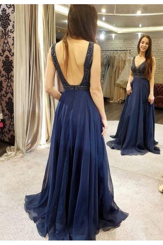 A-Line Beaded Long Prom Dresses Formal Evening Dresses 601306 A-Line Beaded Long Prom Dresses Formal Evening Dresses 601306