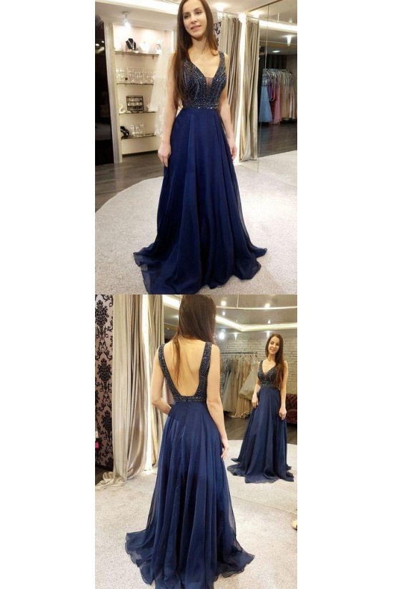 A-Line Beaded Long Prom Dresses Formal Evening Dresses 601306 A-Line Beaded Long Prom Dresses Formal Evening Dresses 601306