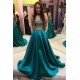 A-Line Two Pieces Lace Long Prom Dresses Formal Evening Dresses 601316