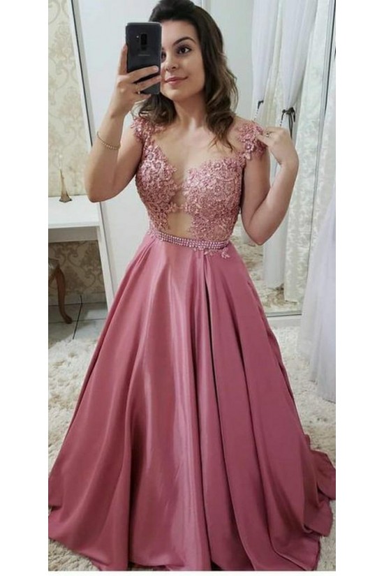 A-Line Beaded Lace Long Prom Dresses Formal Evening Dresses 601320 A-Line Beaded Lace Long Prom Dresses Formal Evening Dresses 601320