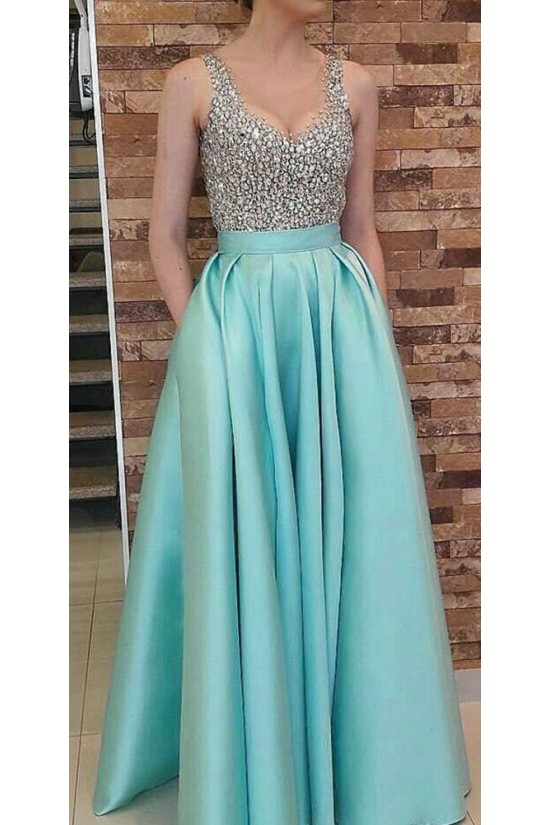 A-Line Beaded Long Prom Dresses Formal Evening Dresses 601324 A-Line Beaded Long Prom Dresses Formal Evening Dresses 601324