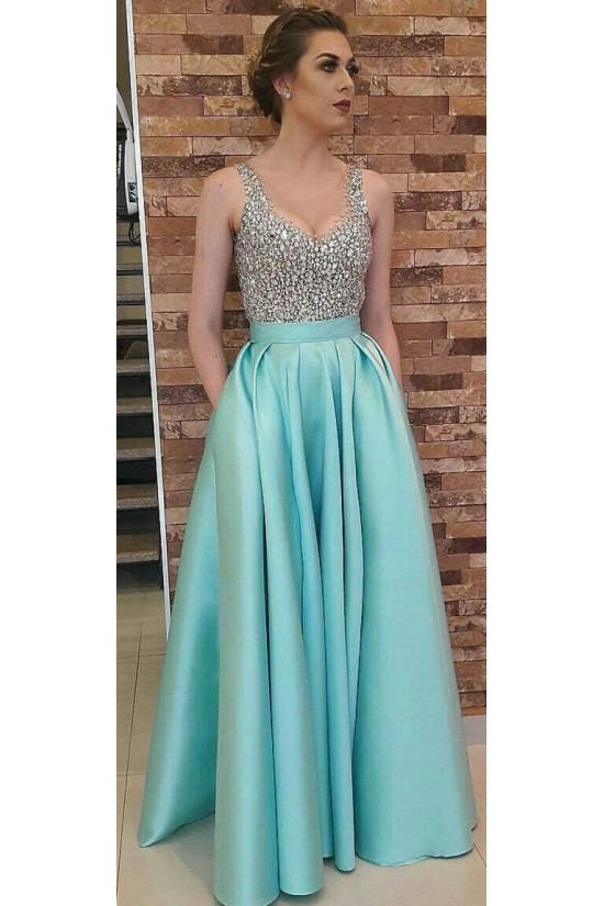 A-Line Beaded Long Prom Dresses Formal Evening Dresses 601324 A-Line Beaded Long Prom Dresses Formal Evening Dresses 601324