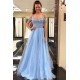 A-Line Beaded Long Prom Dresses Formal Evening Dresses 601329